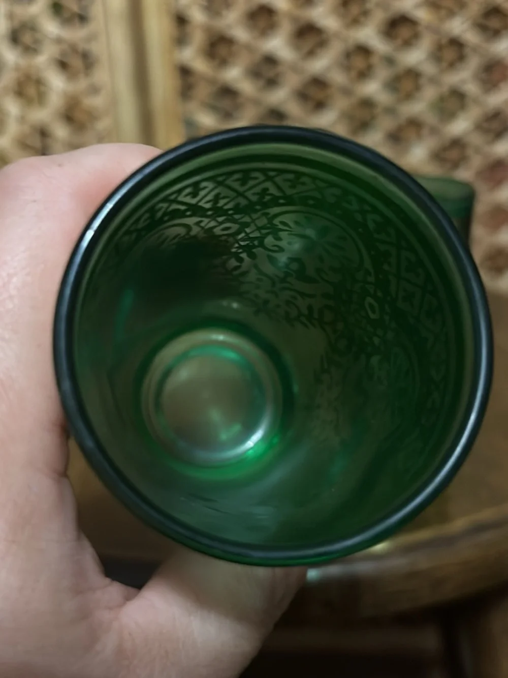 Green and Gold Decorative Glass Tumbler - Set of 2